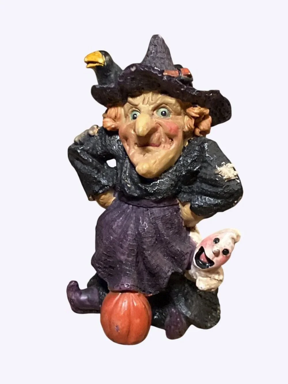 Halloween Witch Figurine With Pumpkin and Ghost  2001